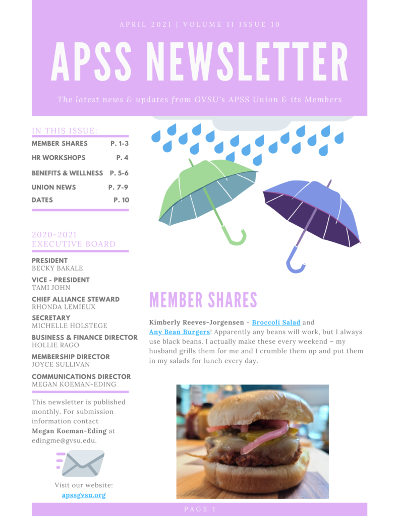 APSS April Newsletter Front Page
