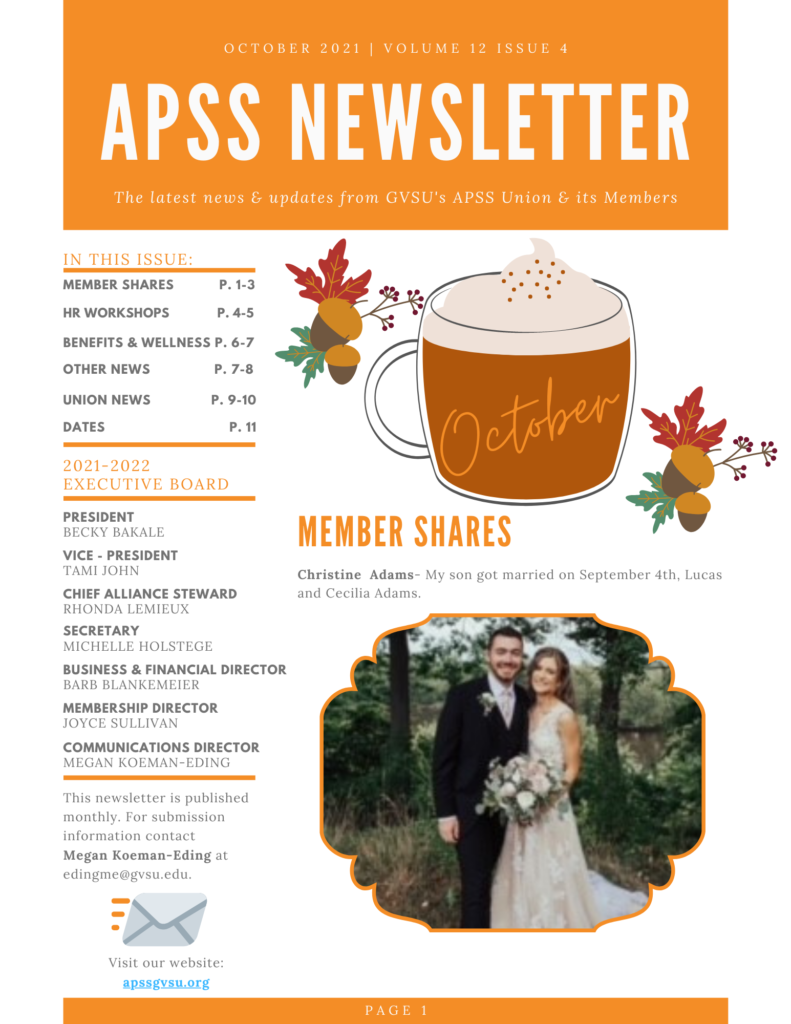 Front page of October APSS Newsletter