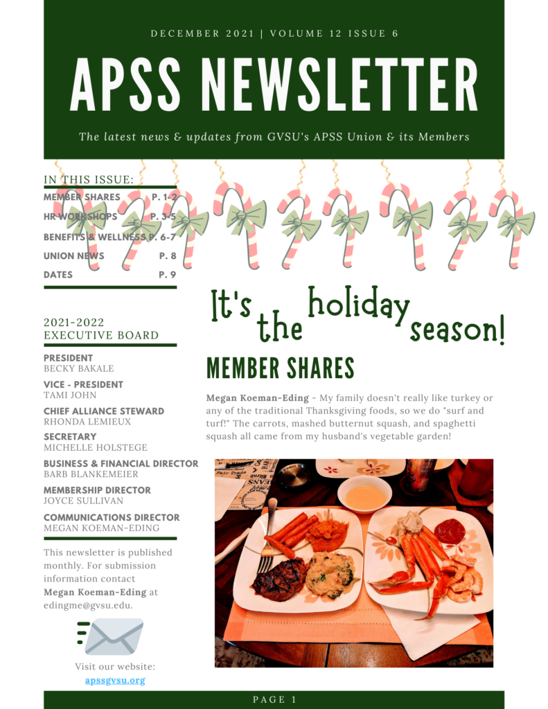 APSS December Newsletter front page