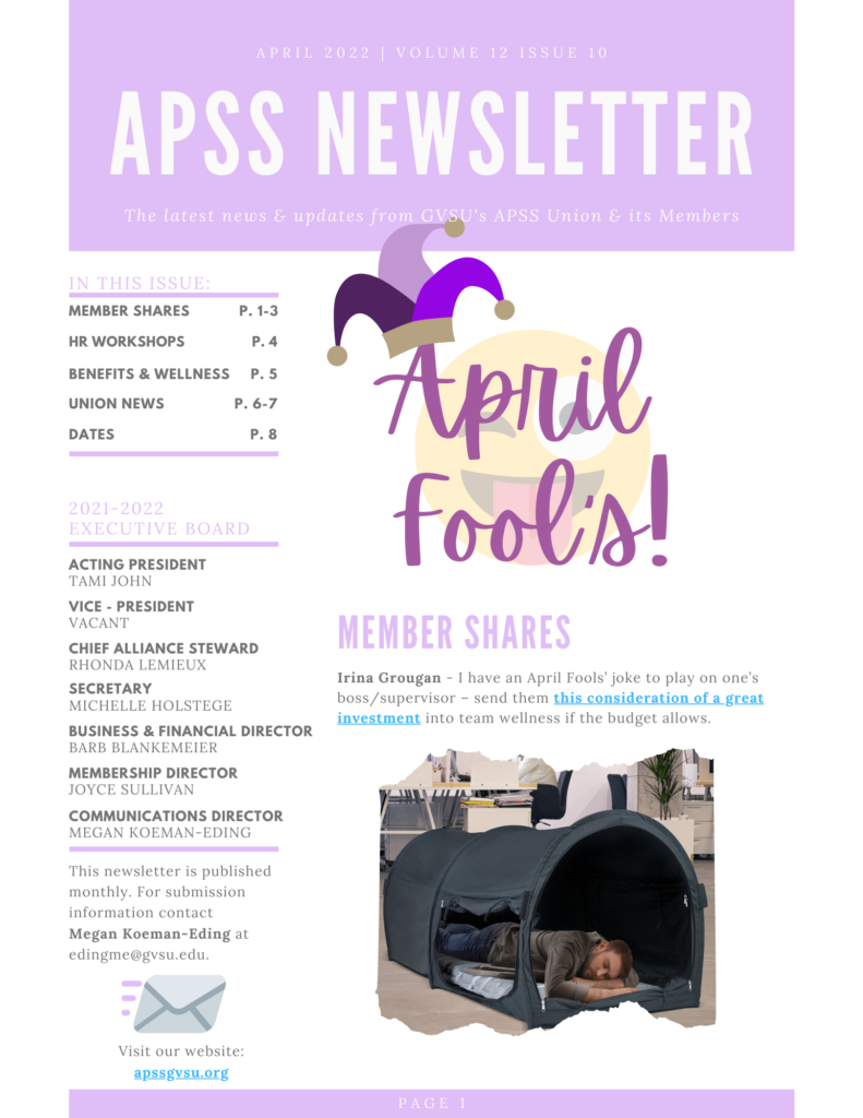 APSS Newsletter front page