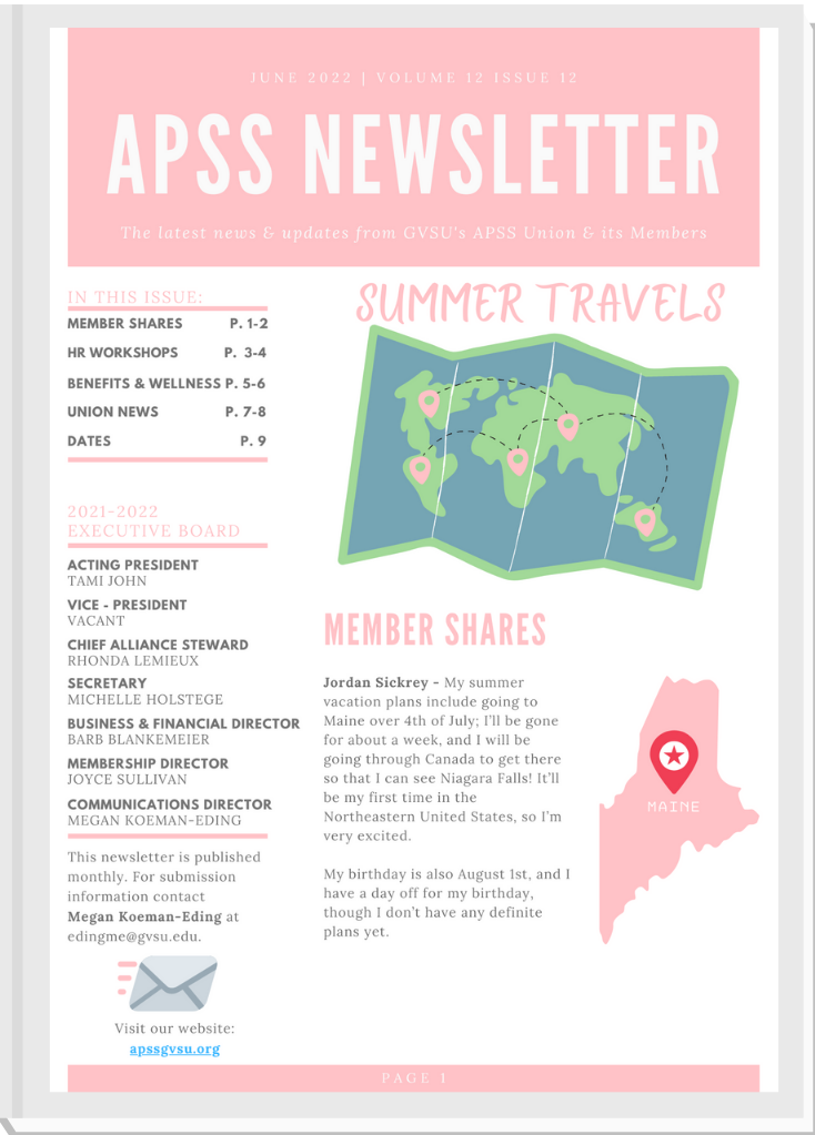 front cover of June 2022 newsletter