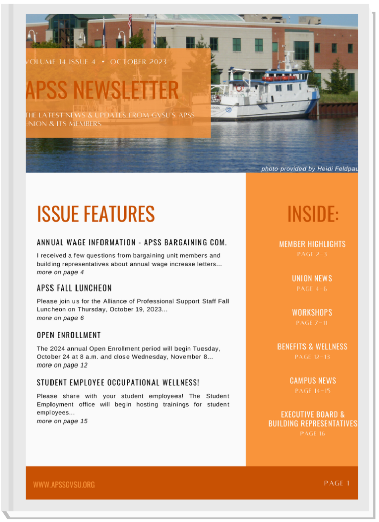 APSS October front page of newsletter