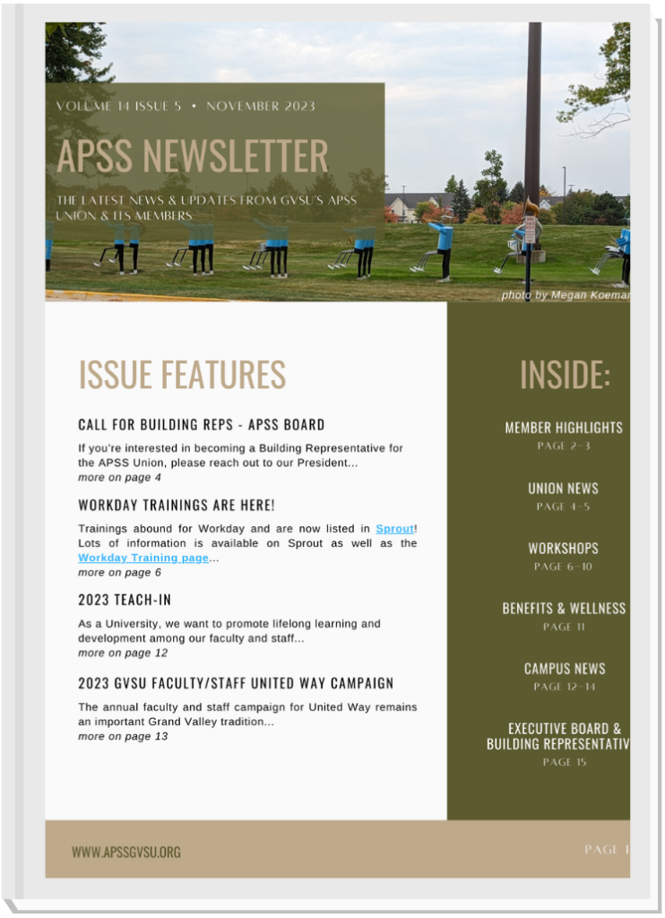 APSS Newsletter Front Page