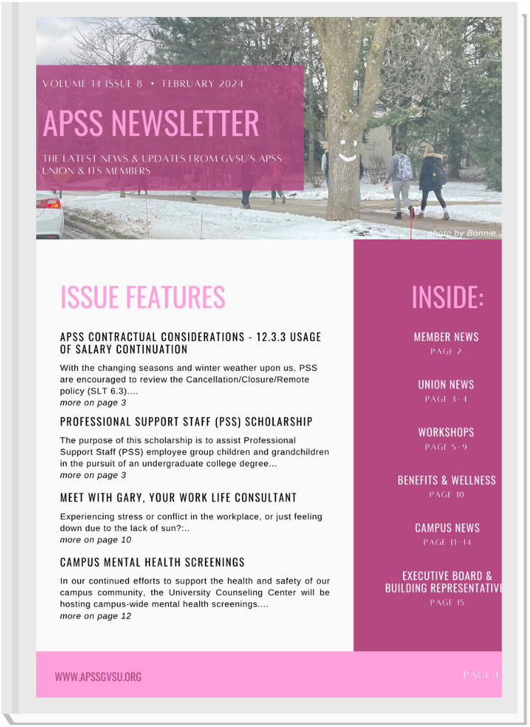 APSS February front page newsletter