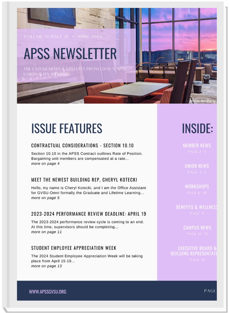 APSS April front page of newsletter